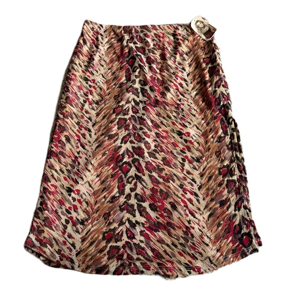 Leopard Print A-Line Skirt NEW XOXO Medium 90s Y2K Animal Print High Slit